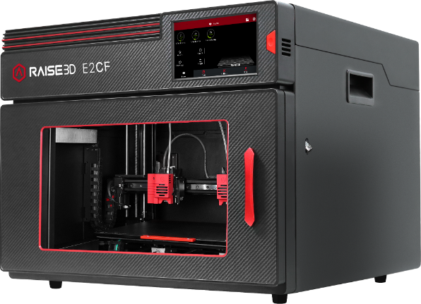 Raise3D E2CF 3D-Drucker – rechte Seitenansicht für Carbonfaser-3D-Druck