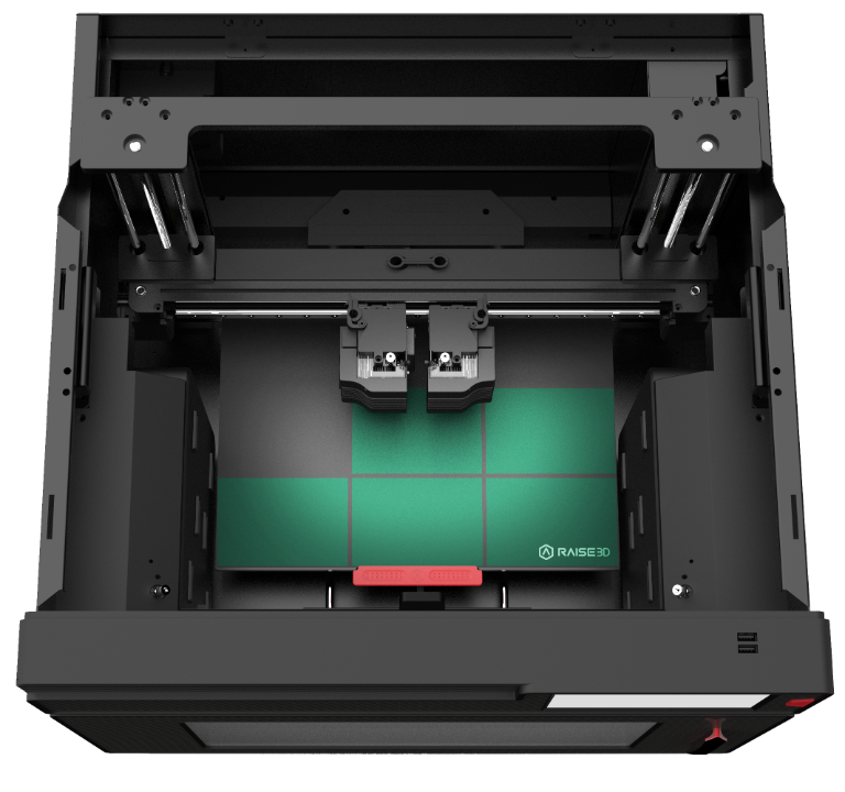 Auto Bed Leveling des Raise3D E2 von oben mit 9-Punkt-Messfeld